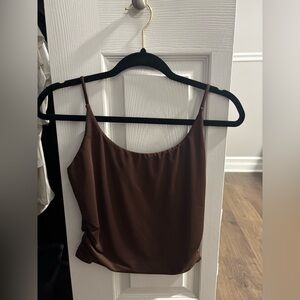 NWOT Brown Tank Top with Side Scrunches and Adjustable Straps